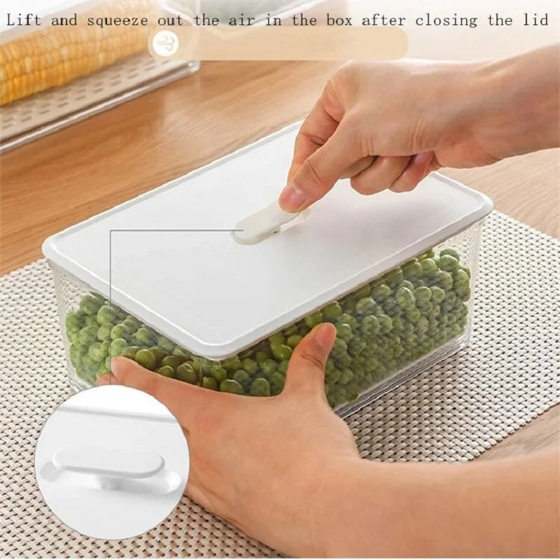 Refrigerator Food Storage Containers With Lid Kitchen Separate Freezer Seal Bin For Vegetable Fruit Meat Fresh Box Organizer