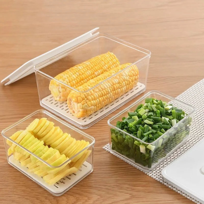 Refrigerator Food Storage Containers With Lid Kitchen Separate Freezer Seal Bin For Vegetable Fruit Meat Fresh Box Organizer