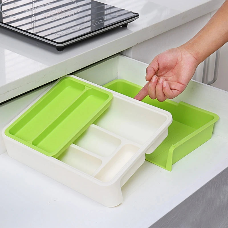 Drawer Cutlery Tray Retractable Double Layer Extendable Tableware Organizer for Home Kitchen Multifunctional Utensils Divider S