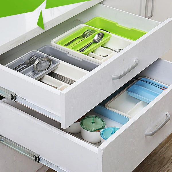 Drawer Cutlery Tray Retractable Double Layer Extendable Tableware Organizer for Home Kitchen Multifunctional Utensils Divider S