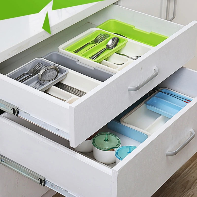 Drawer Cutlery Tray Retractable Double Layer Extendable Tableware Organizer for Home Kitchen Multifunctional Utensils Divider S