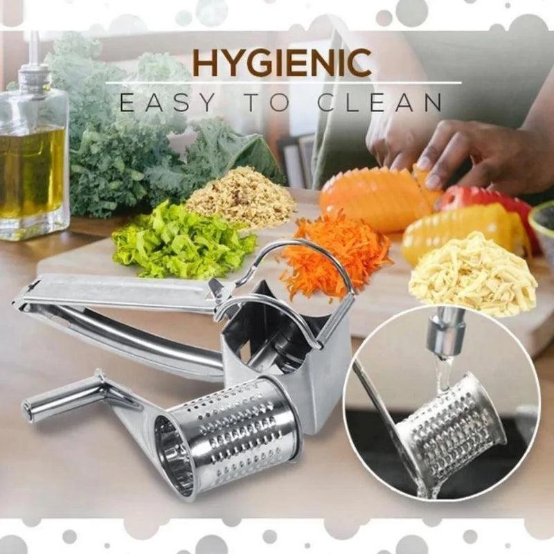 Handheld Rotary Cheese Grater, Cheese Hand Grater Kitchen Craft Stainless Steel Cheese Vegetable Grater Shredder with Handle