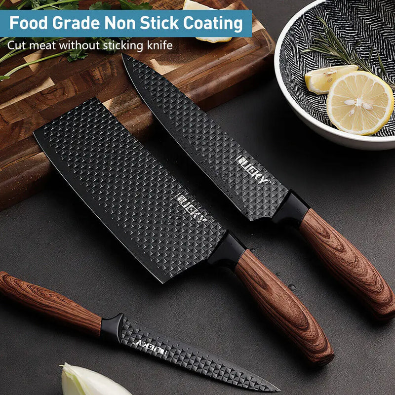 Stainless Steel Kitchen Knives Set Tools Forged Kitchen Knife Scissors Ceramic Peeler Chef Slicer Nakiri Paring Knife Gift Box