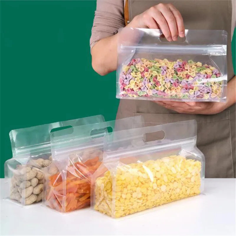 50pcs Reusable PEVA Food Bag Freezer Stand Up Food Storage Bag Silicone Bag Leakproof Top Kitchen Organizer Fresh Shut Bags BPA