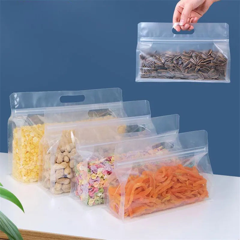 50pcs Reusable PEVA Food Bag Freezer Stand Up Food Storage Bag Silicone Bag Leakproof Top Kitchen Organizer Fresh Shut Bags BPA