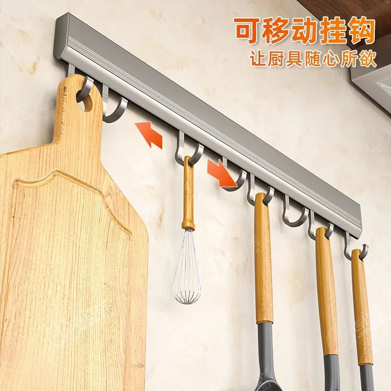 Wall Mounted Hooks Rack Punch Free Kitchen Utensils Storage Row Hook Holder Bathroom Robe Towel Coat Hangers Multi-Purpose Hooks