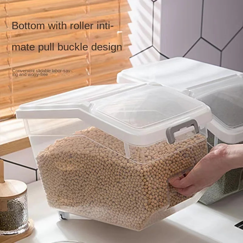 10KG Rice Storage Box Rice Dispenser Rice Container Grain Storage Jar Cereals Bucket Pet Food Container Kitchen Organizer