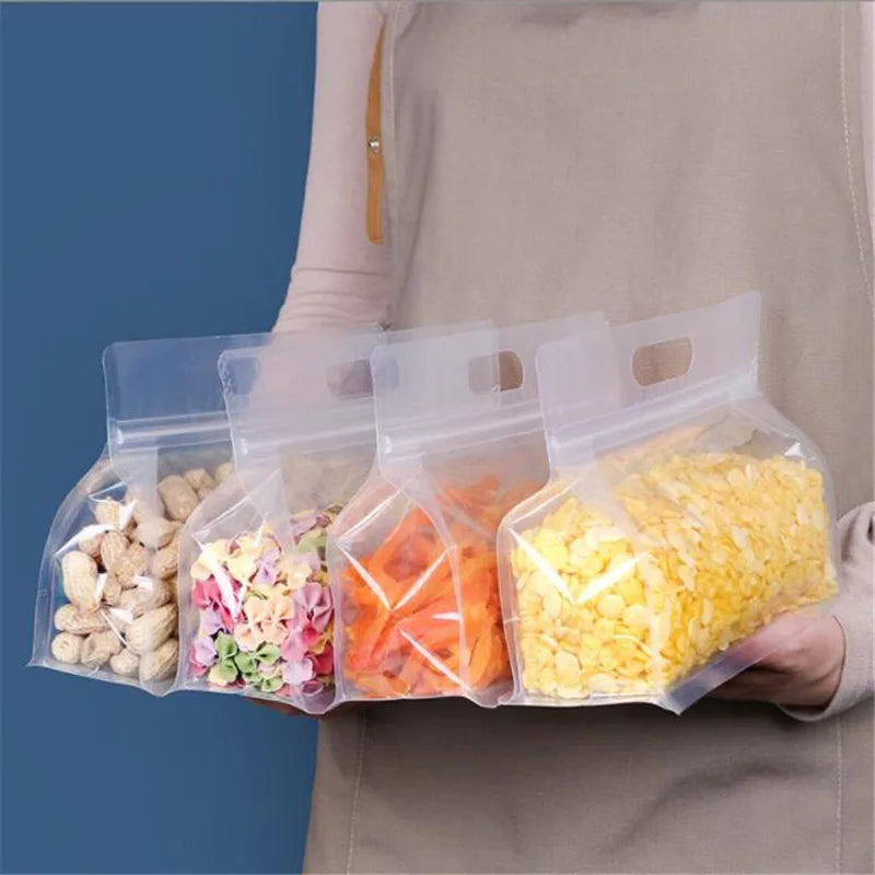 50pcs Reusable PEVA Food Bag Freezer Stand Up Food Storage Bag Silicone Bag Leakproof Top Kitchen Organizer Fresh Shut Bags BPA