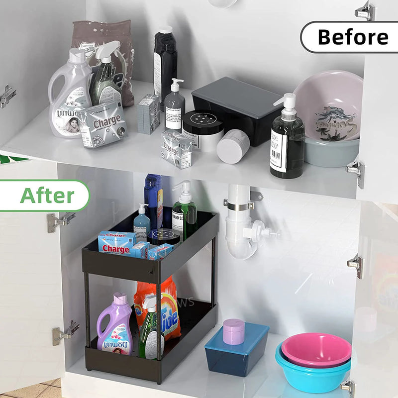 kitchen Organizer Under Sink Organizer Drawer Organizers Storage Rack 2 Tier Cabinet Organizer Storage Holder Kitchen Spice Rack