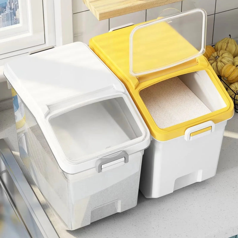 10KG Rice Storage Box Rice Dispenser Rice Container Grain Storage Jar Cereals Bucket Pet Food Container Kitchen Organizer