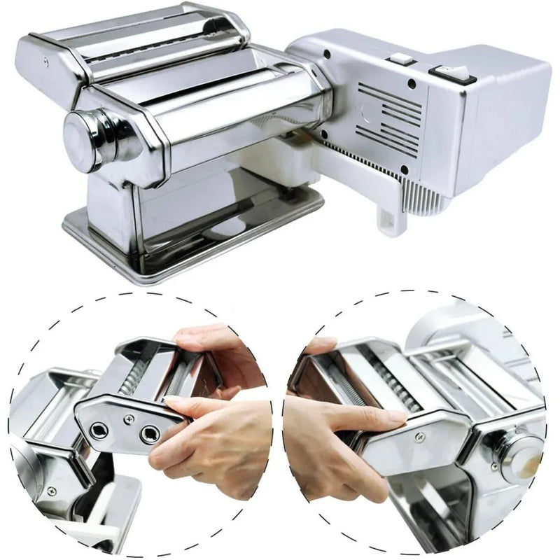 Shule Electric Pasta Maker with Motor Automatic Pasta Machine with Hand Crank and Multifunctional Rollers